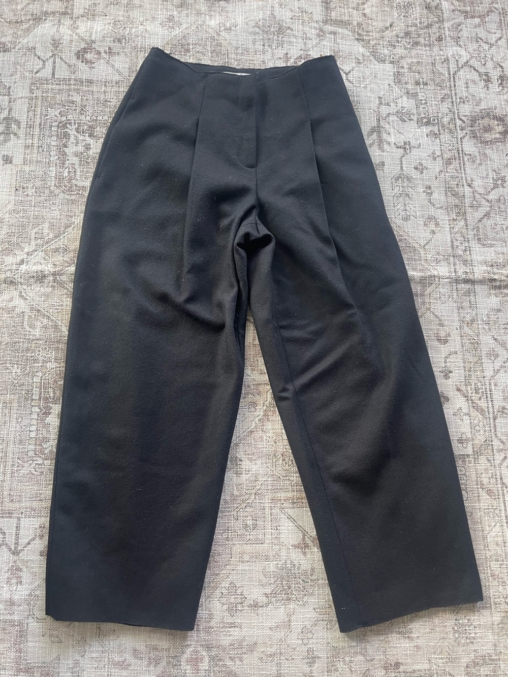 Acne Studios Black Murol Raw Front Pleated Wool Blend Felt Wide 2015 Trousers